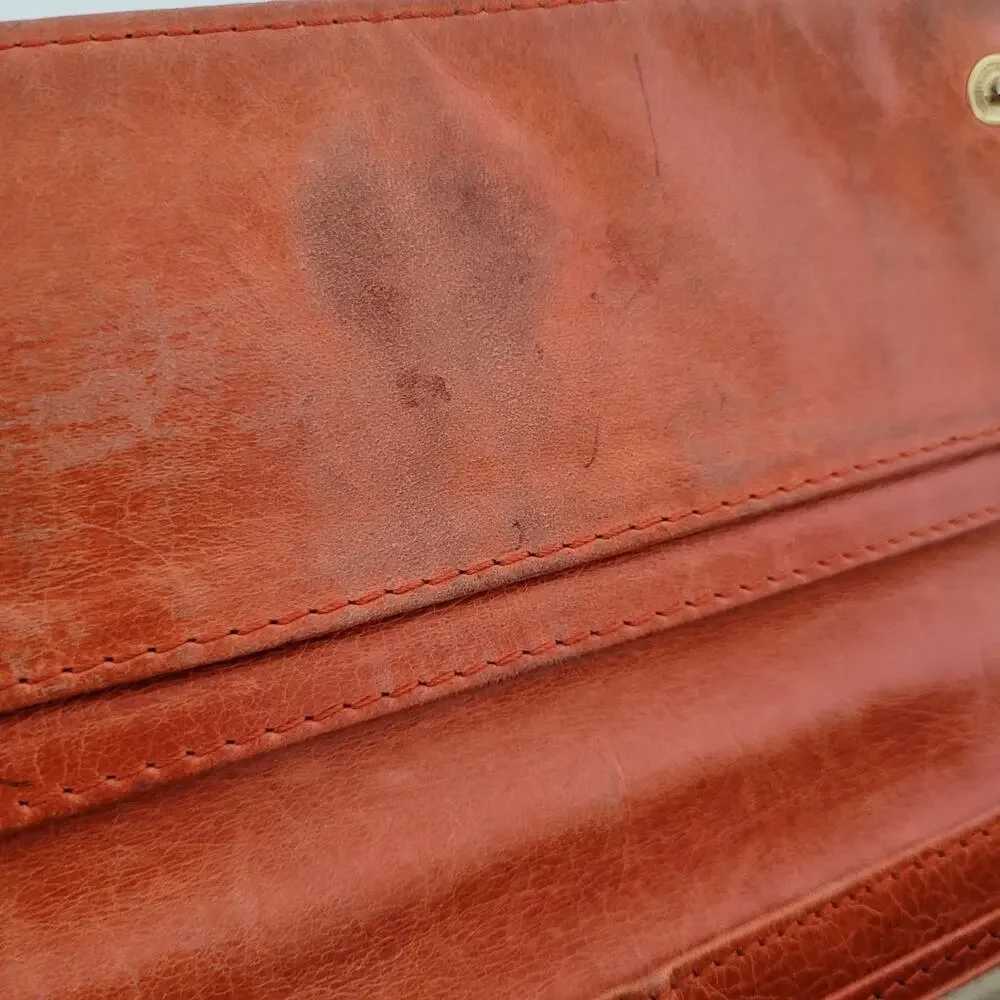 Tory Burch Robinson Wallet Clay Equestrian Orange Leather Envelope Continental